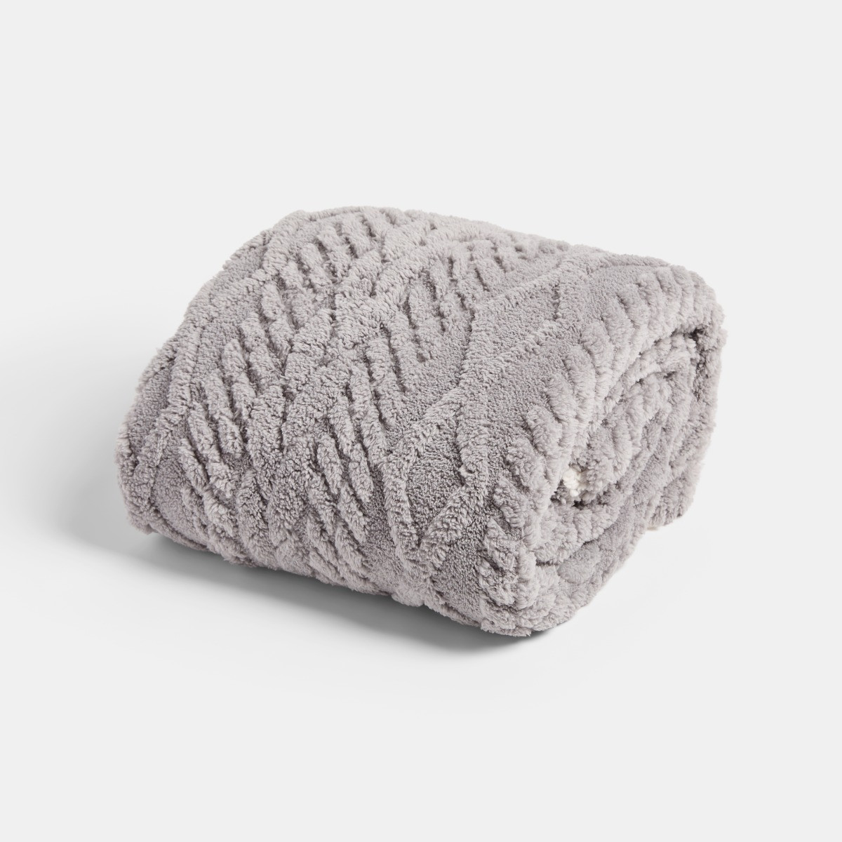 OHS Cable Knit Sherpa Throw - Grey>