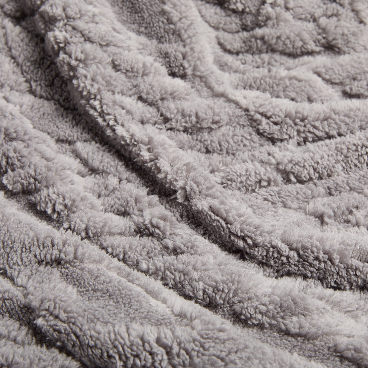 OHS Cable Knit Sherpa Throw - Grey>