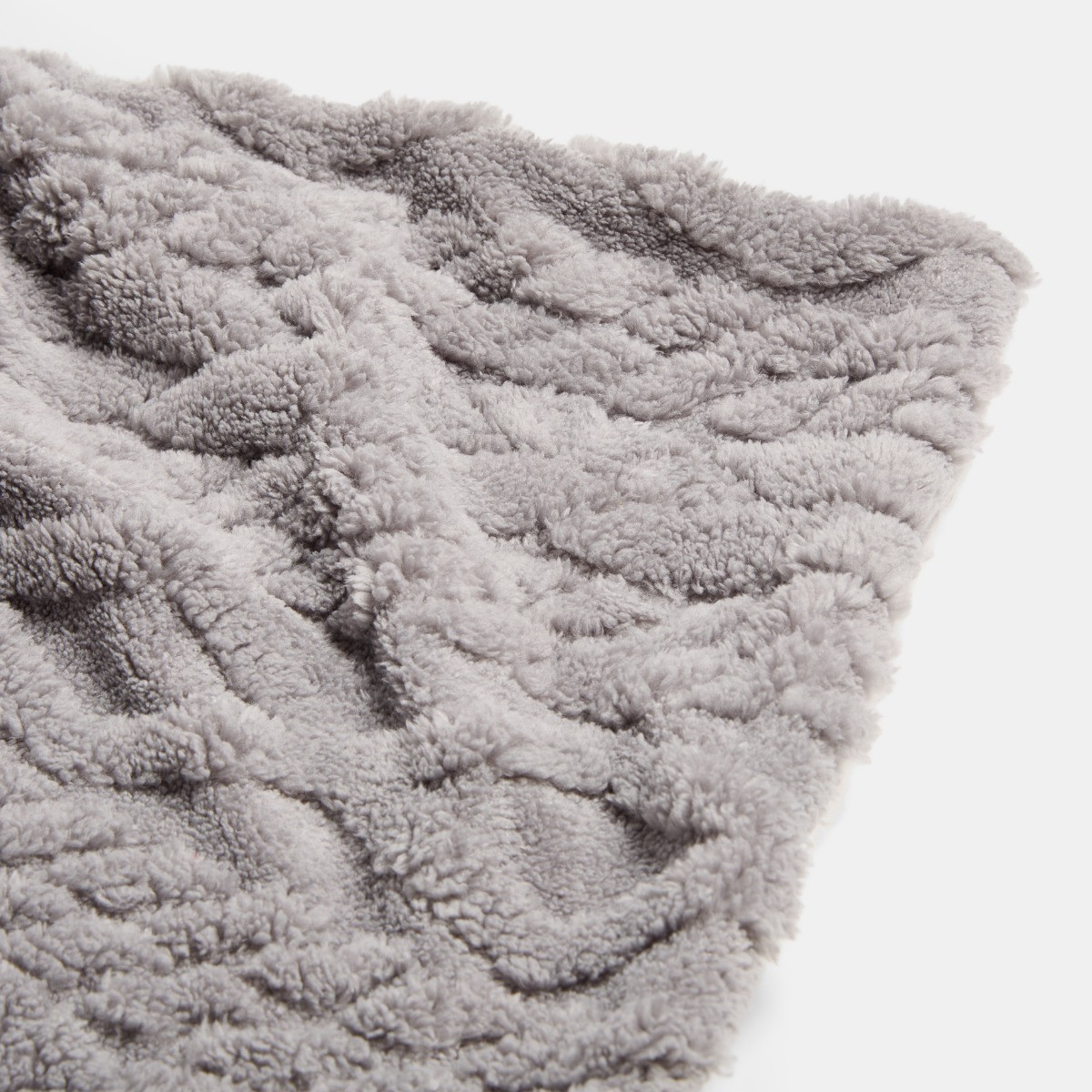 OHS Cable Knit Sherpa Throw - Grey>