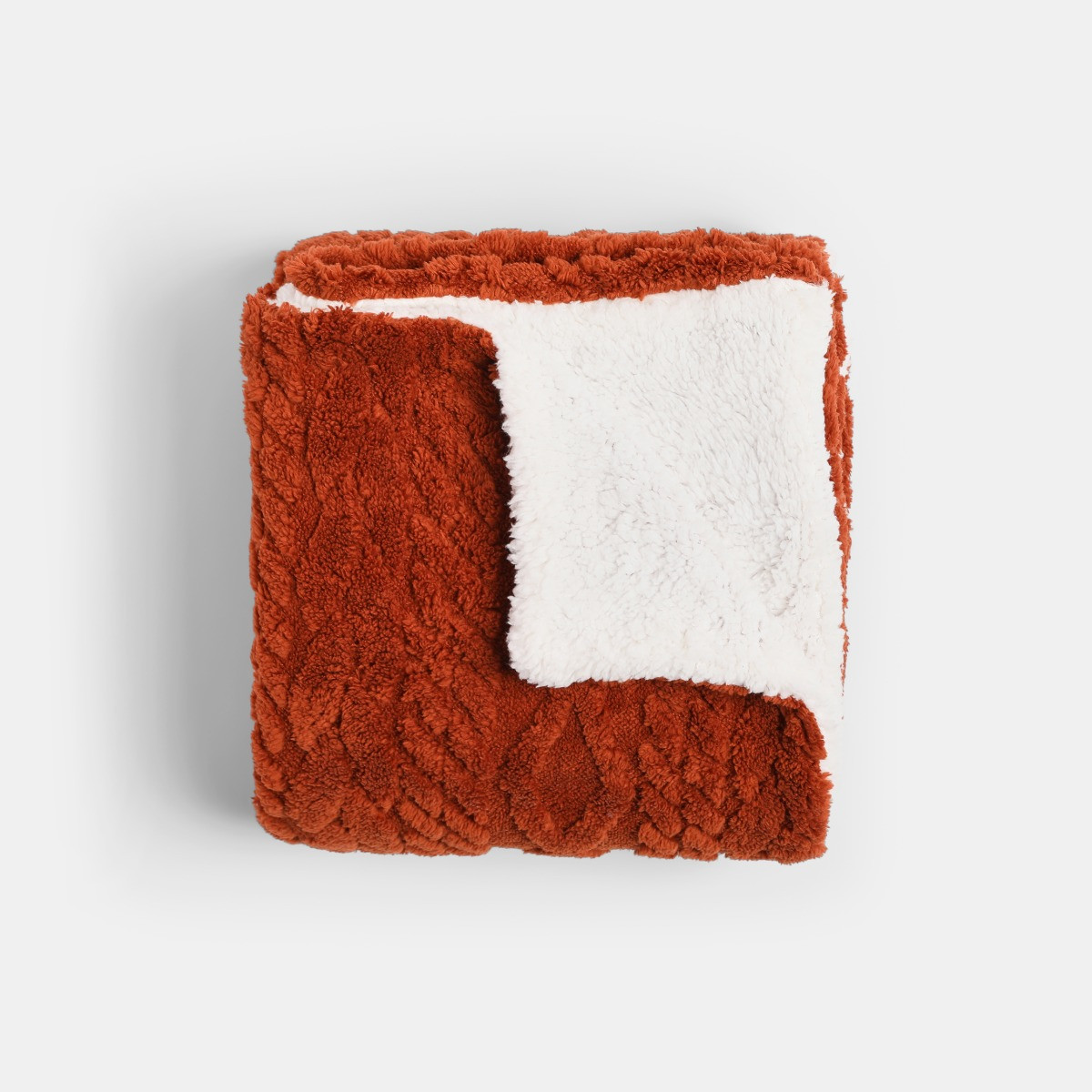 OHS Cable Knit Sherpa Throw - Rust>