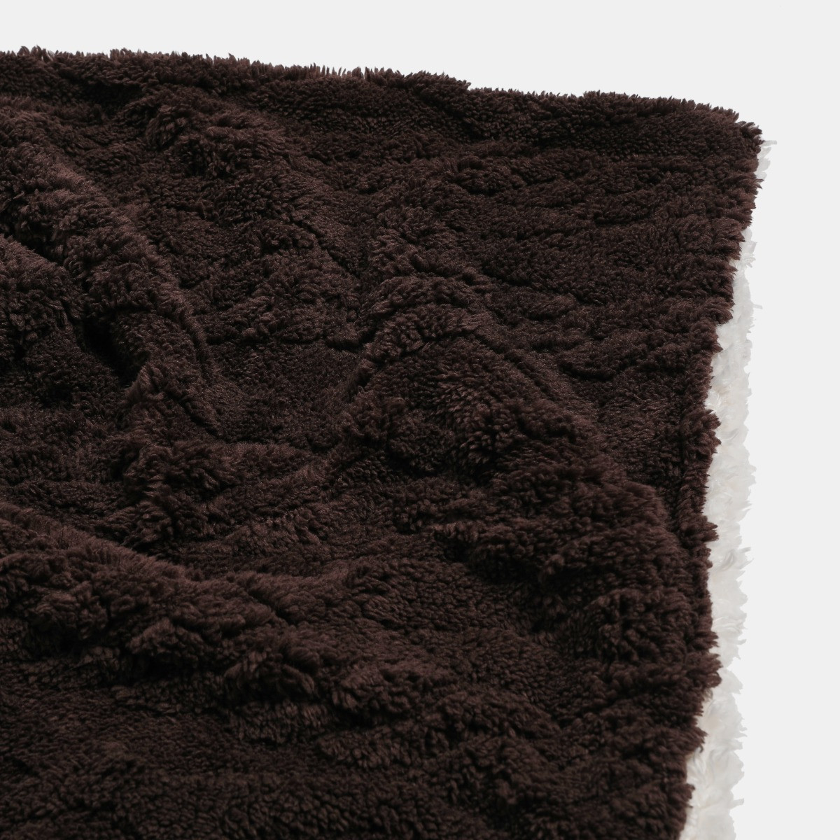 OHS Cable Knit Sherpa Throw - Brown>