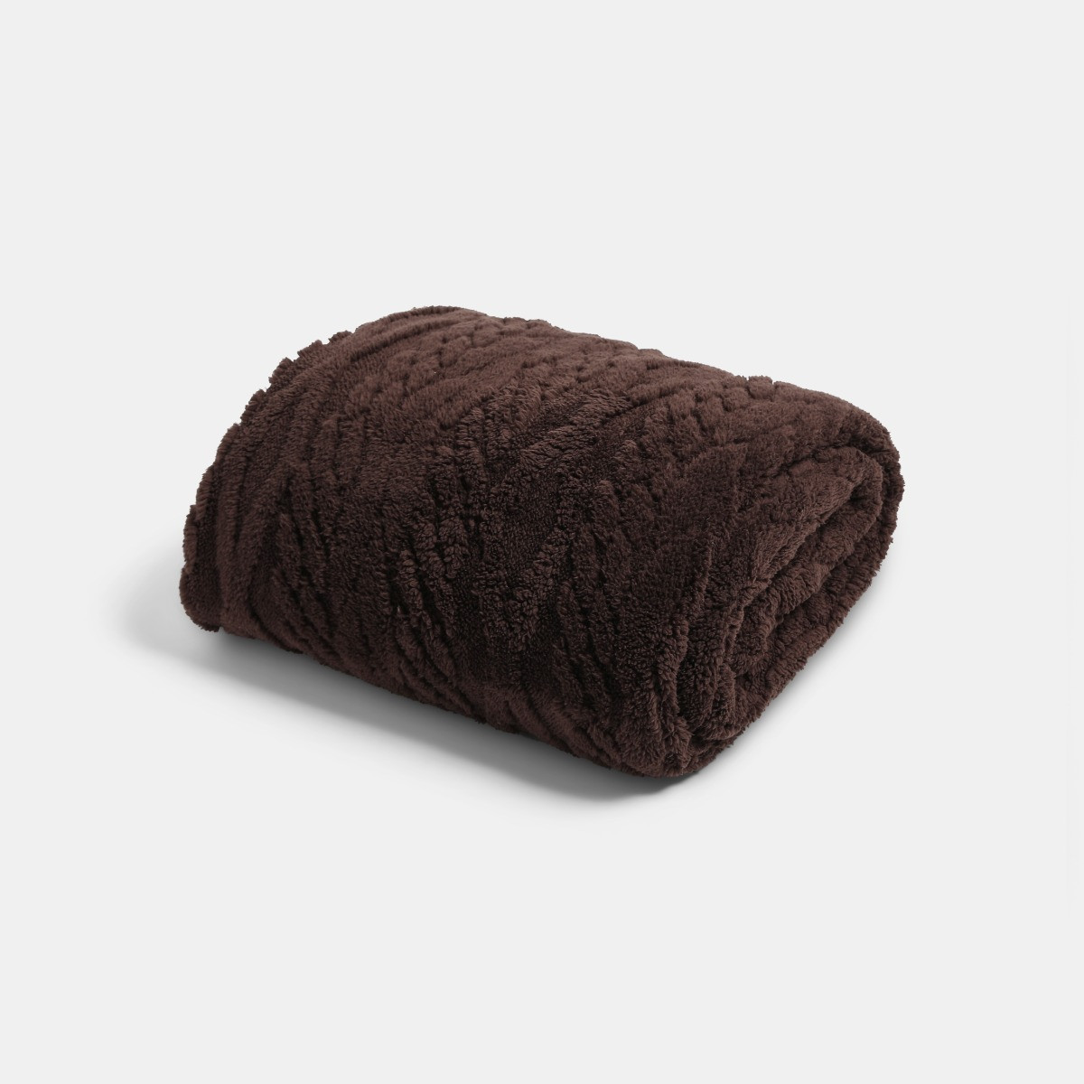 OHS Cable Knit Sherpa Throw - Brown>