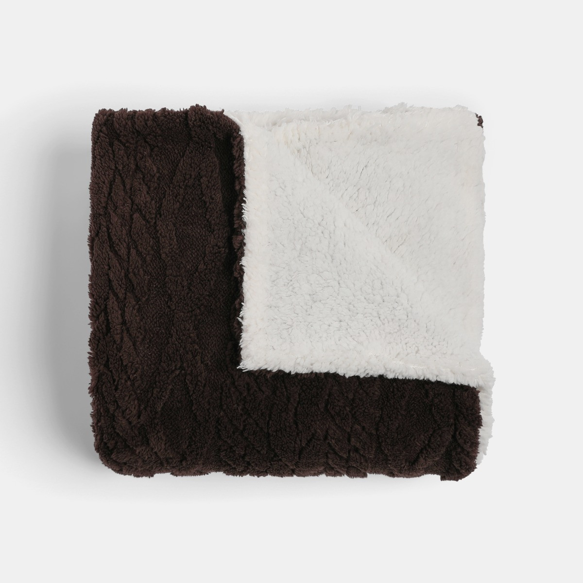 OHS Cable Knit Sherpa Throw - Brown>