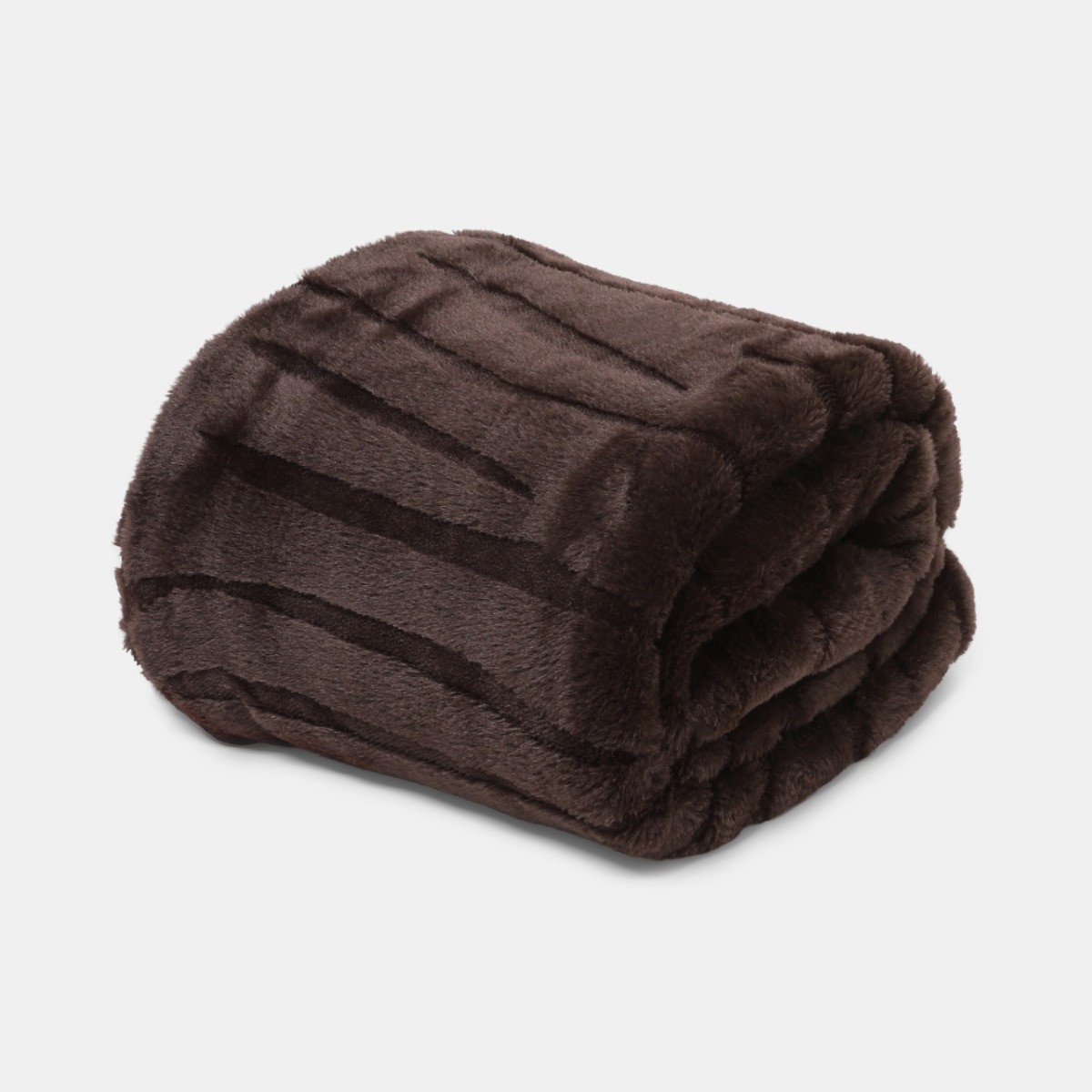 OHS Carved Faux Fur Throw - Coffee>
