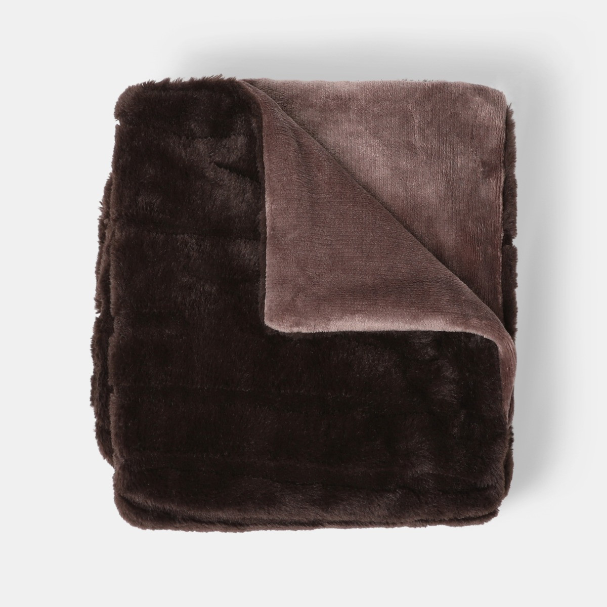 OHS Carved Faux Fur Throw - Coffee>