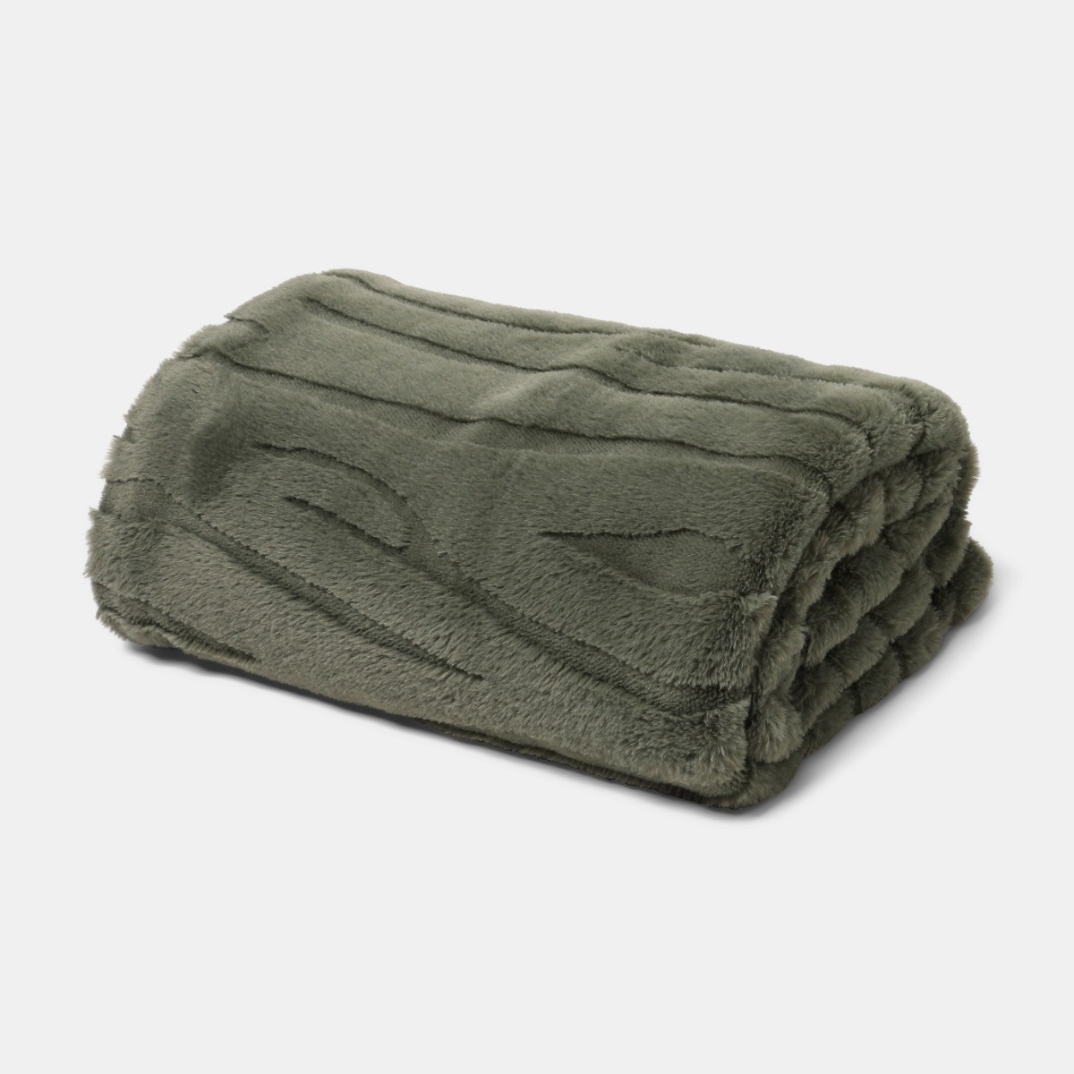OHS Carved Faux Fur Throw - Woodland Green>