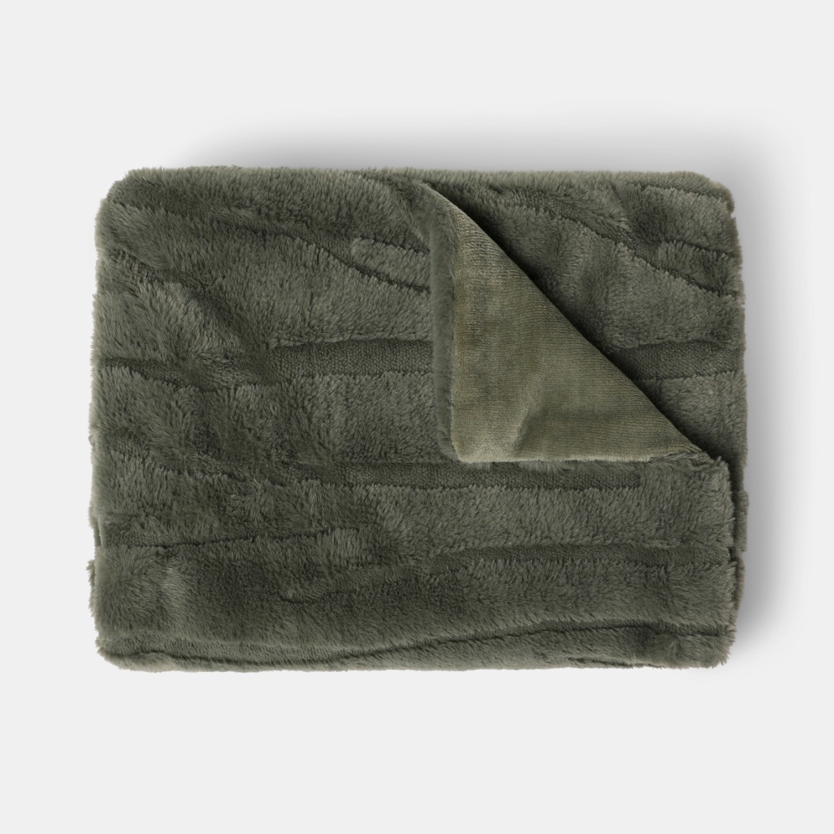 OHS Carved Faux Fur Throw - Woodland Green>