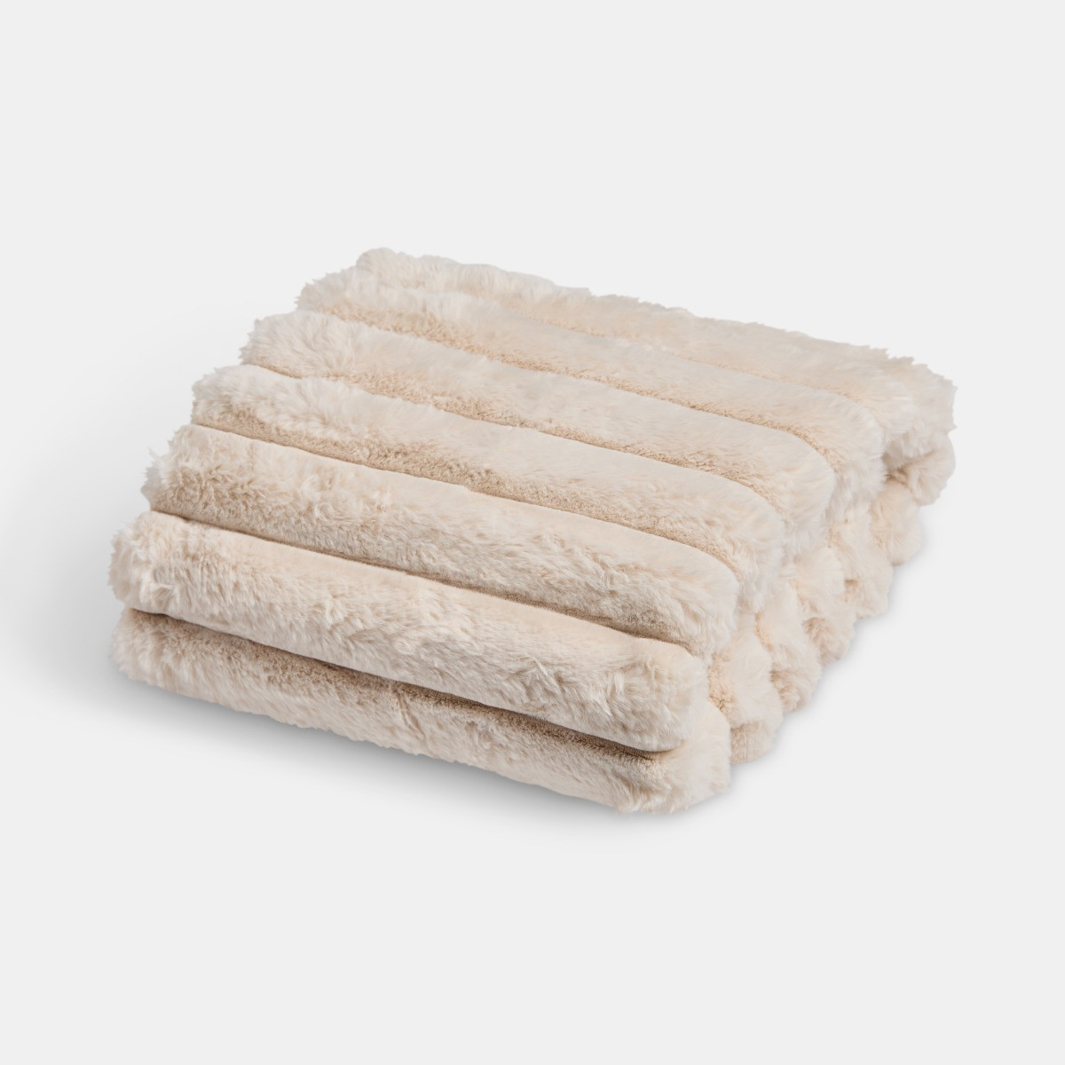 OHS Jumbo Faux Fur Ribbed Throw - Natural>
