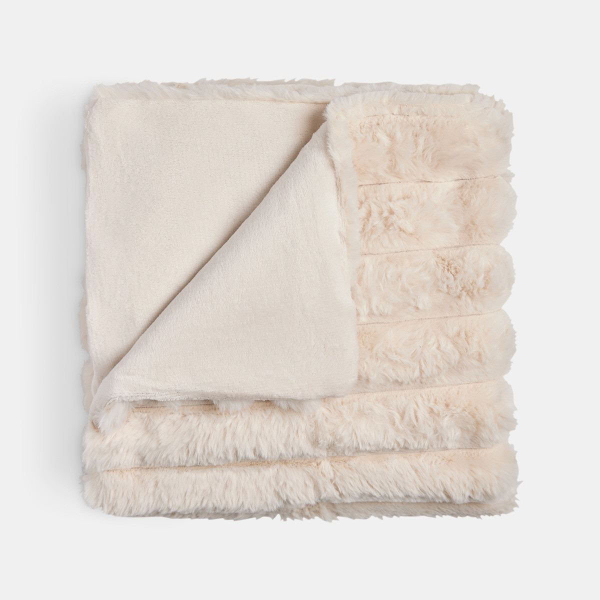 OHS Jumbo Faux Fur Ribbed Throw - Natural>