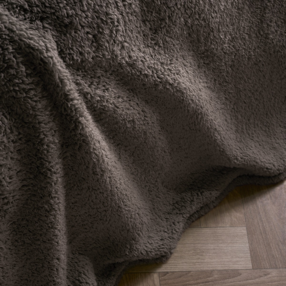 OHS Teddy Fleece Throw, Dark Grey - 200 x 240cm>