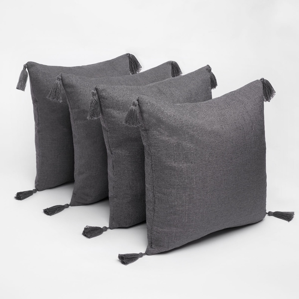 OHS Tassel Cushion Covers - Charcoal>