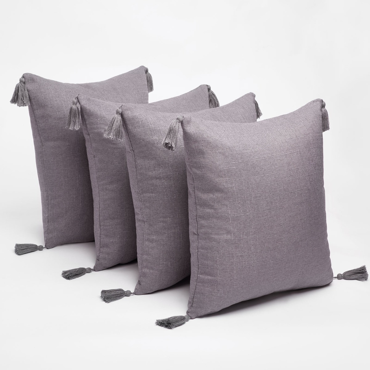 Dreamscene Tassel Cushion Covers - Silver>