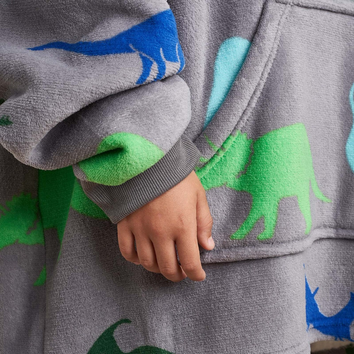 Dreamscene Dinosaur Print Hoodie Blanket, Kids - Grey>