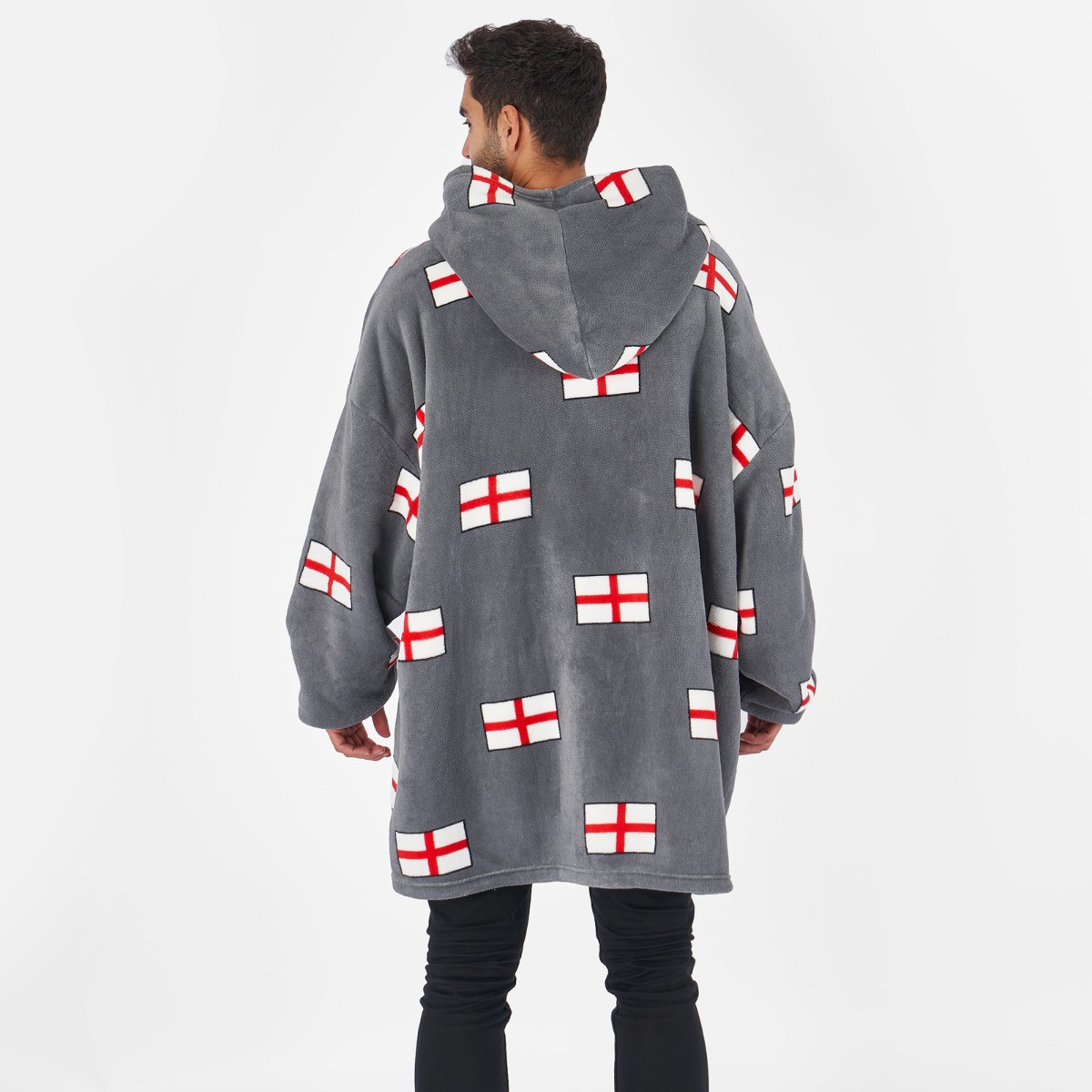 Dreamscene England Flag Print Hoodie Blanket - Charcoal >