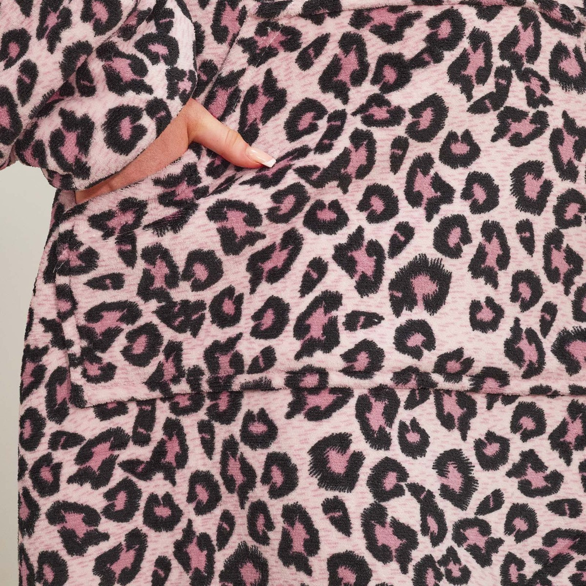 Dreamscene Leopard Print Hoodie Blanket, Adults - Blush >