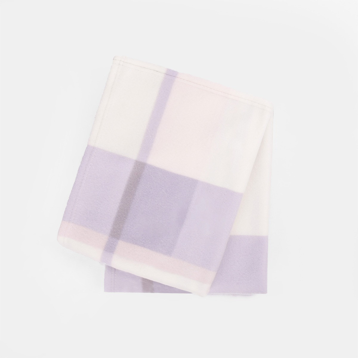 Dreamscene Tartan Check Fleece Throw, Cream Blue Lilac - 120 x 150 cm>