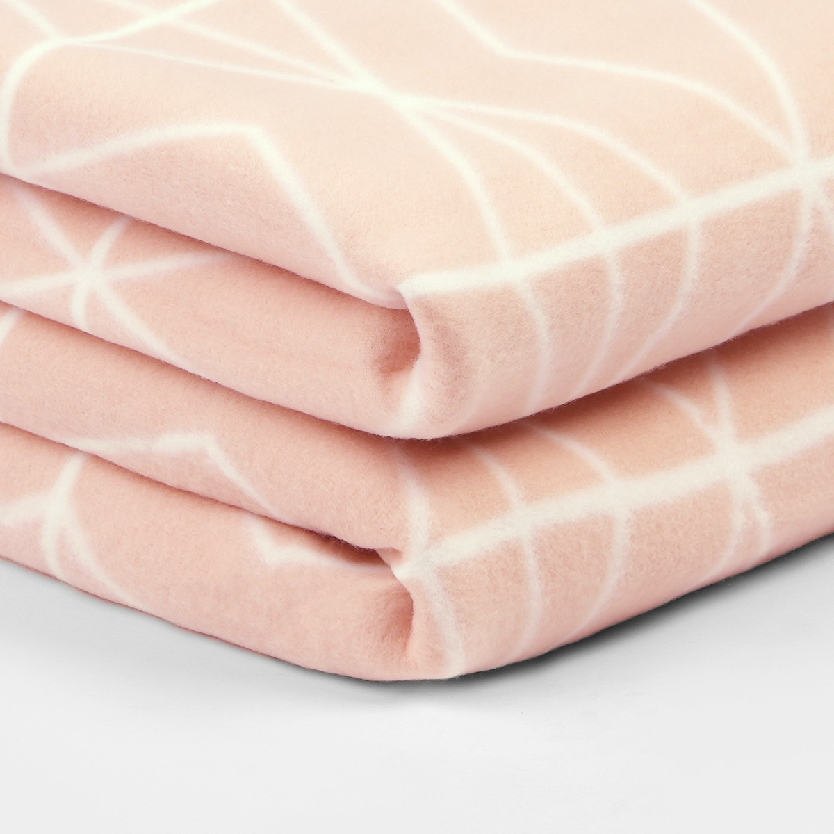 Dreamscene Geo Print Fleece Throw - Blush Pink>
