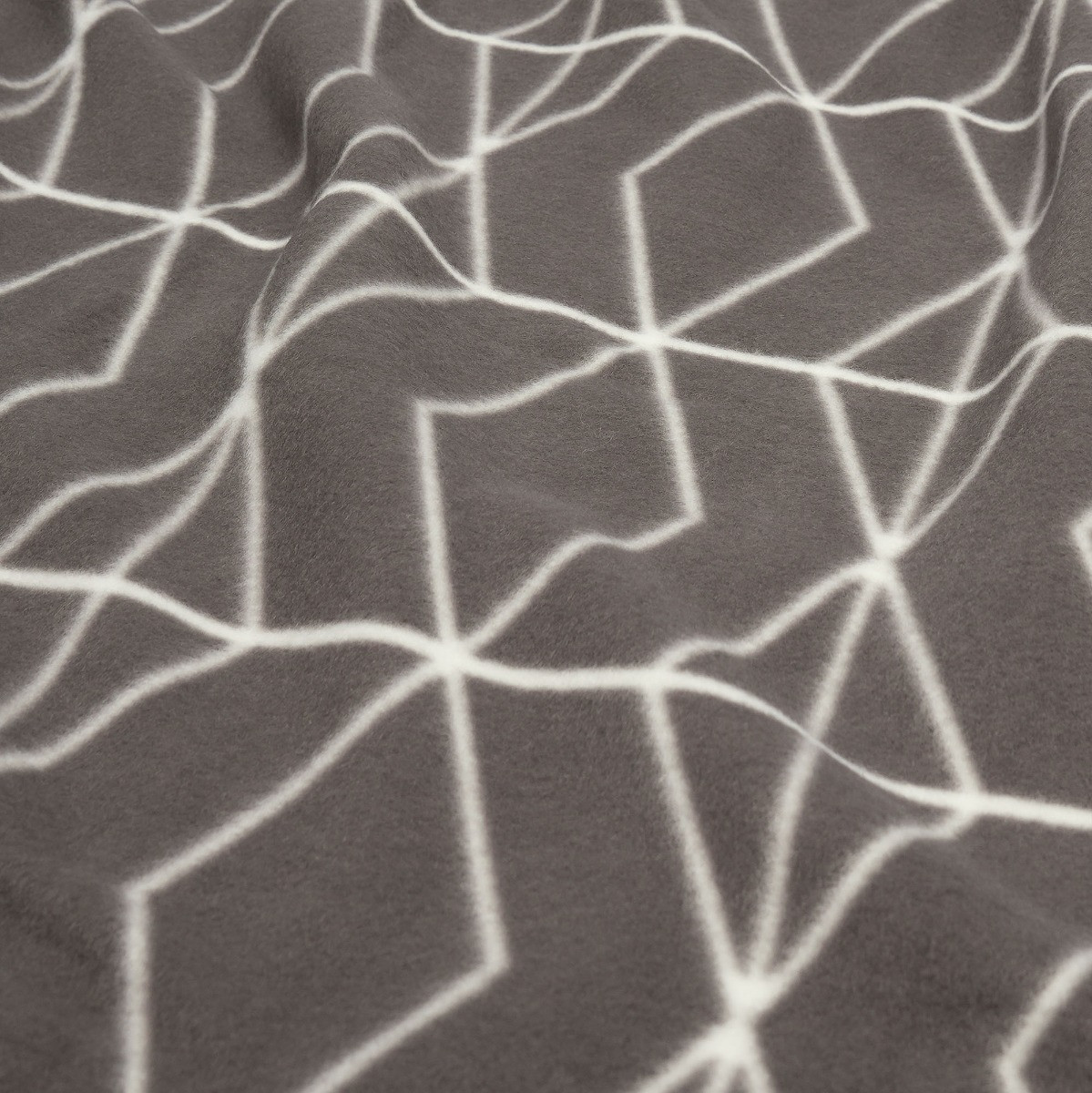 Dreamscene Geo Print Fleece Throw - Charcoal Grey>