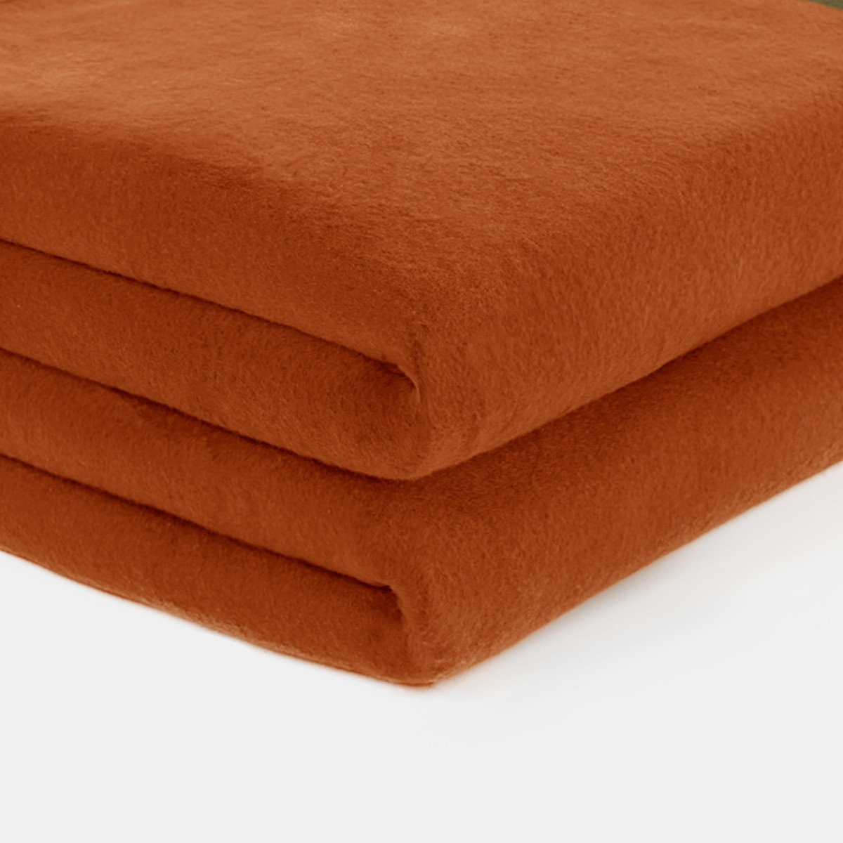 OHS Plain Fleece Throw, Burnt Orange - 120 x 150cm>