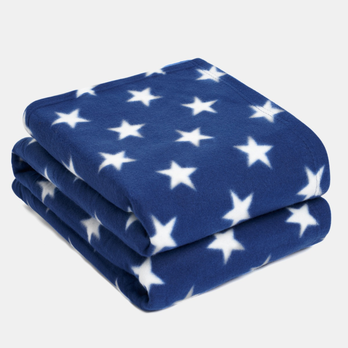 OHS Star Print Fleece Throw, Navy - 120 x 150cm>
