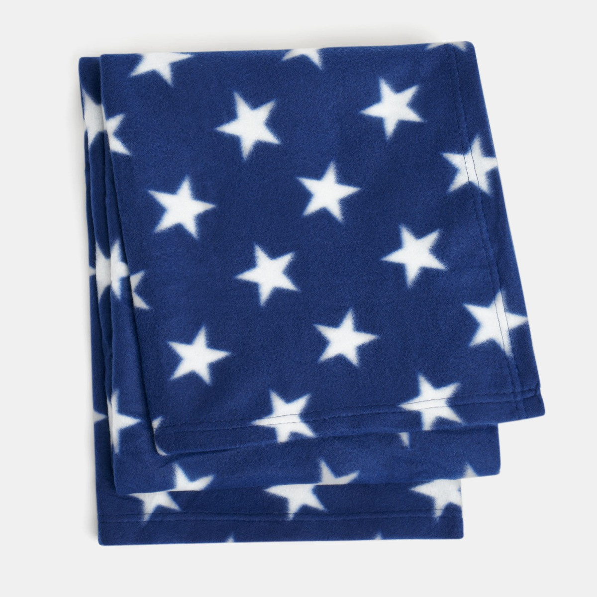 OHS Star Print Fleece Throw, Navy - 120 x 150cm>