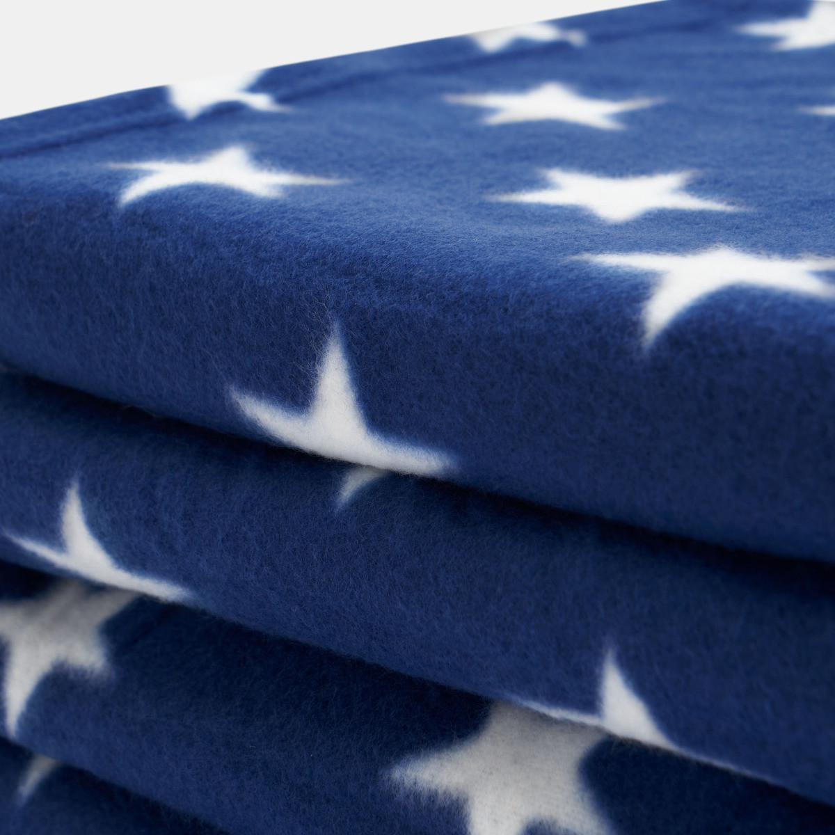 OHS Star Print Fleece Throw, Navy - 120 x 150cm>