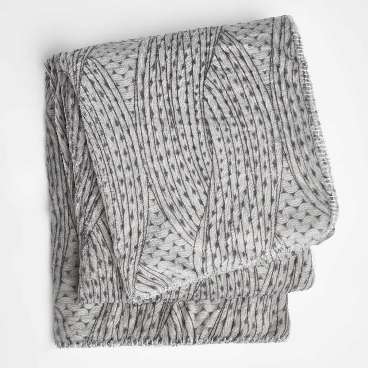 Dreamscene Chunky Knit Sherpa Throw, Grey - 150 x 180cm>