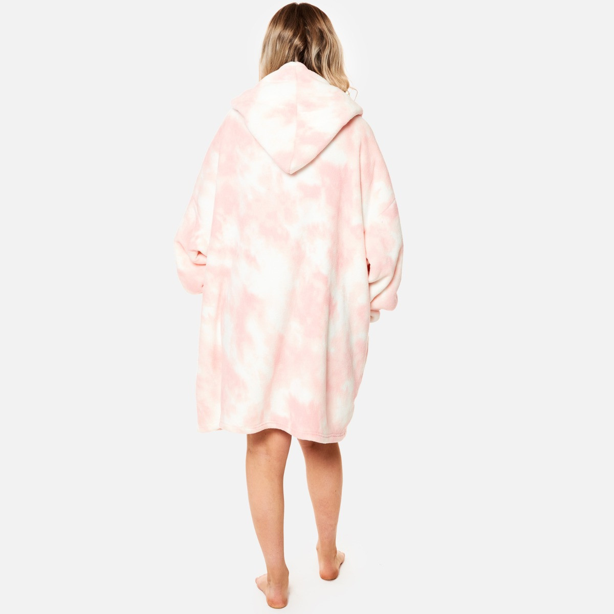Dreamscene Tie Dye ZipUp Hoodie Blanket One Size Blush