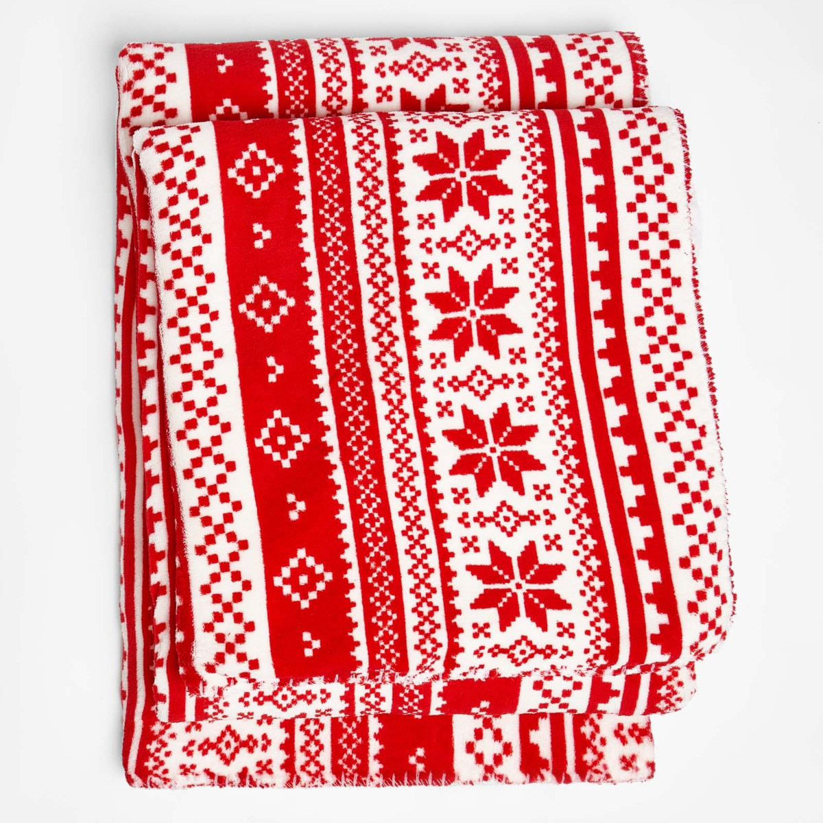 Dreamscene Nordic Print Sherpa Fleece Throw, Red - 60 x 70 inches>