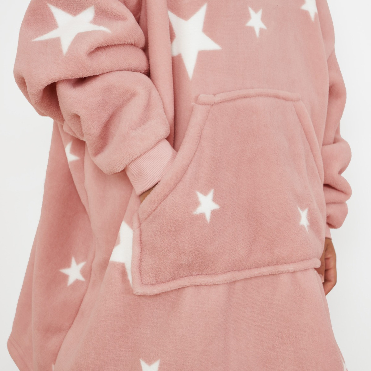 Dreamscene Star Print Hoodie Blanket, Kids - Pink>
