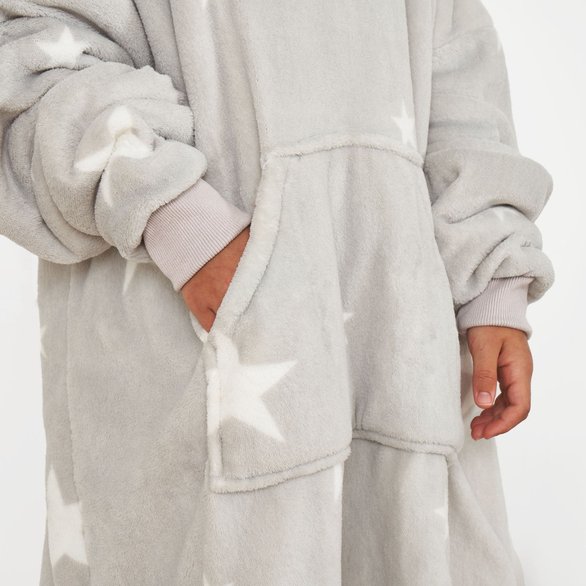 Dreamscene Star Print Hoodie Blanket, Kids - Grey>