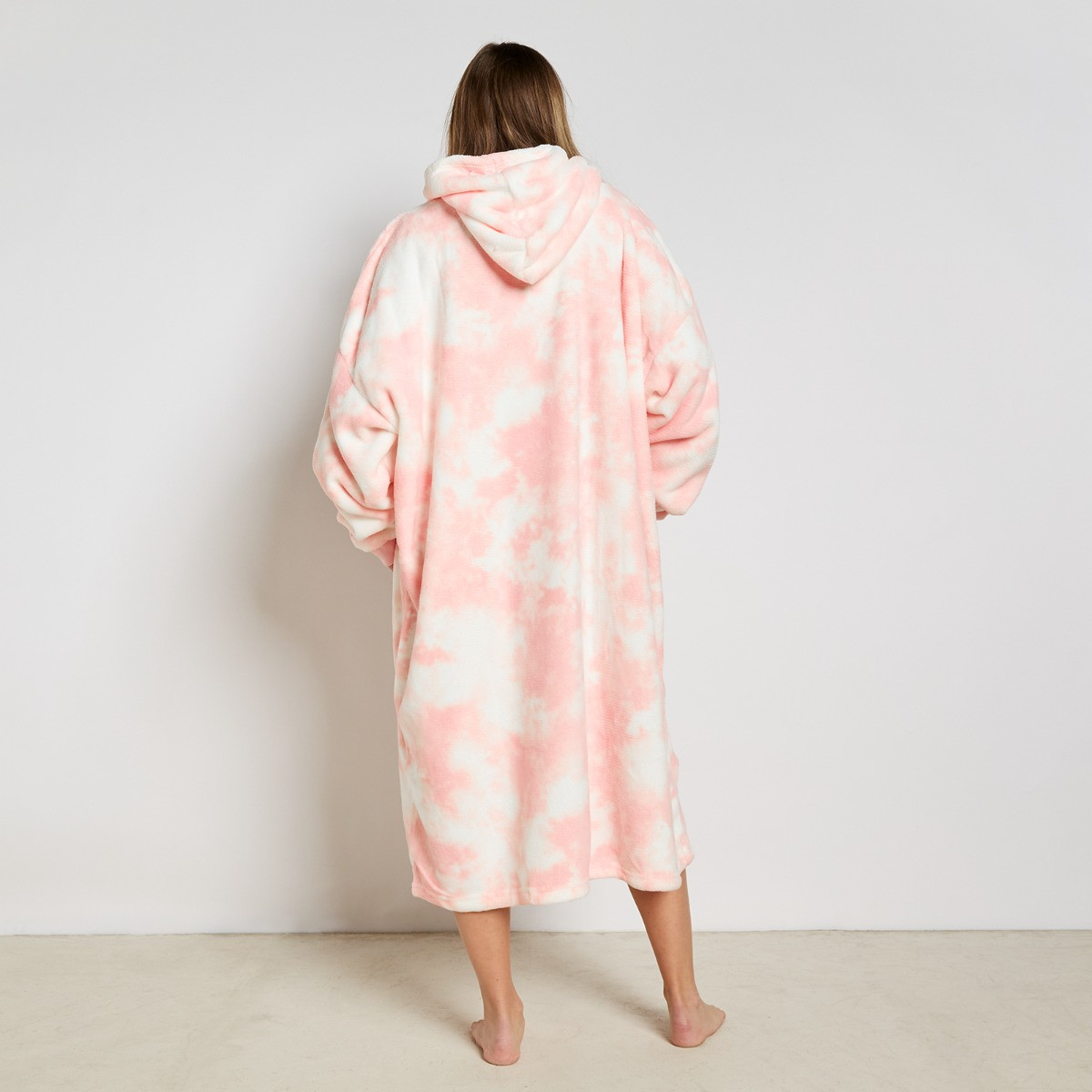 OHS Extra Long Tie Dye Hoodie Blanket - Blush Pink>