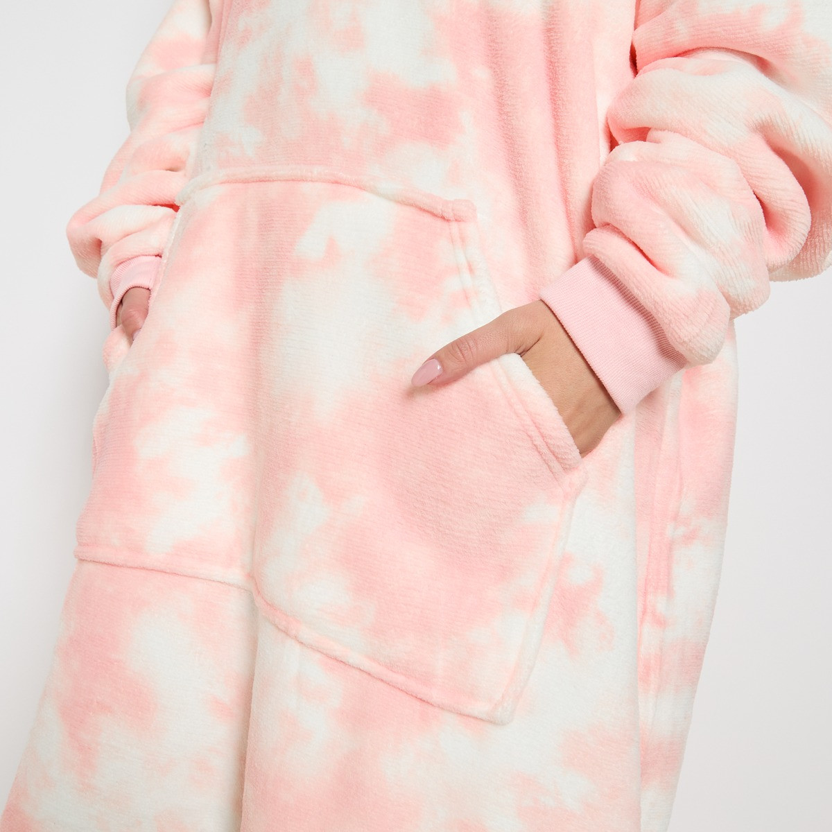 OHS Extra Long Tie Dye Hoodie Blanket - Blush Pink>