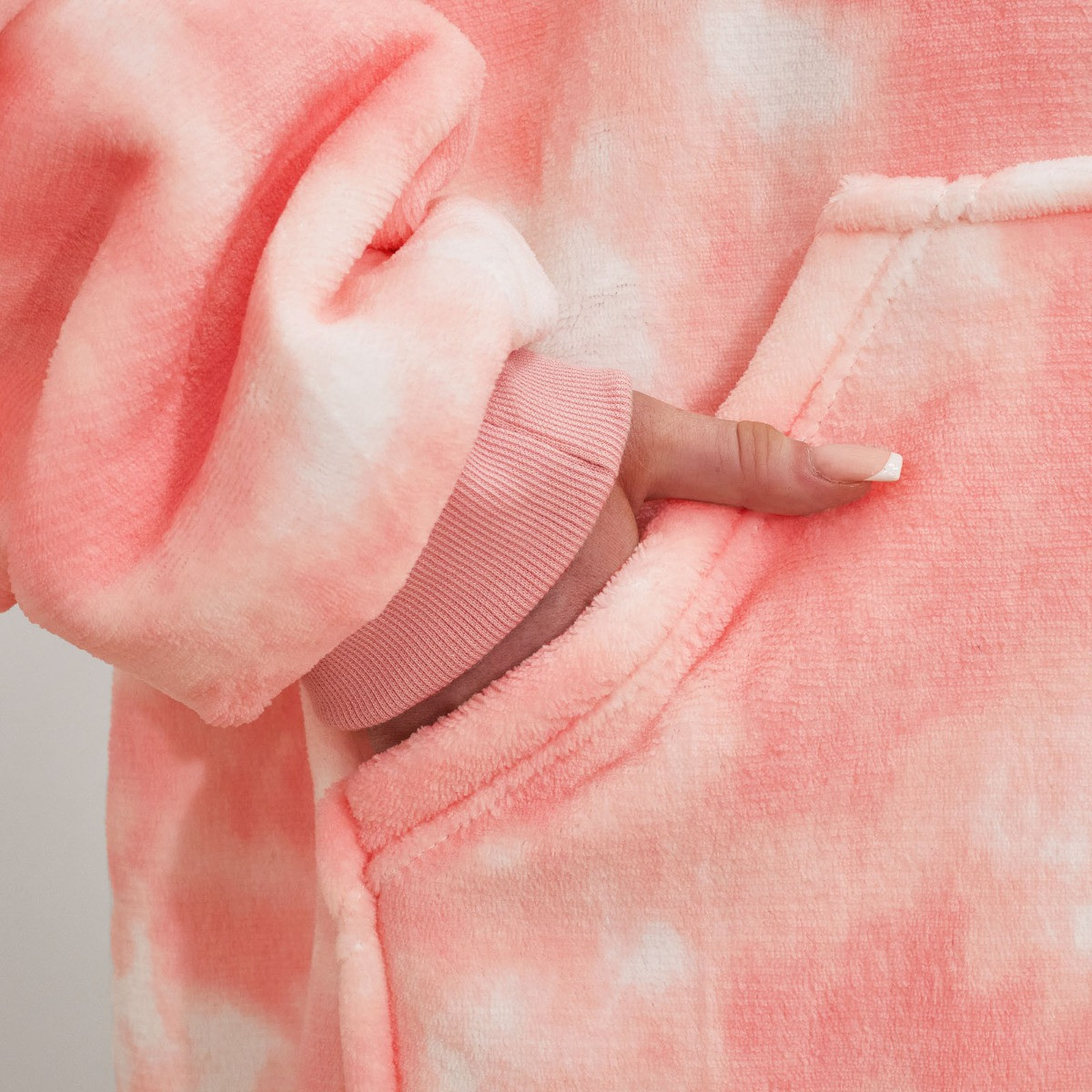 Dreamscene Extra Long Tie Dye Hoodie Blanket - Blush Pink>