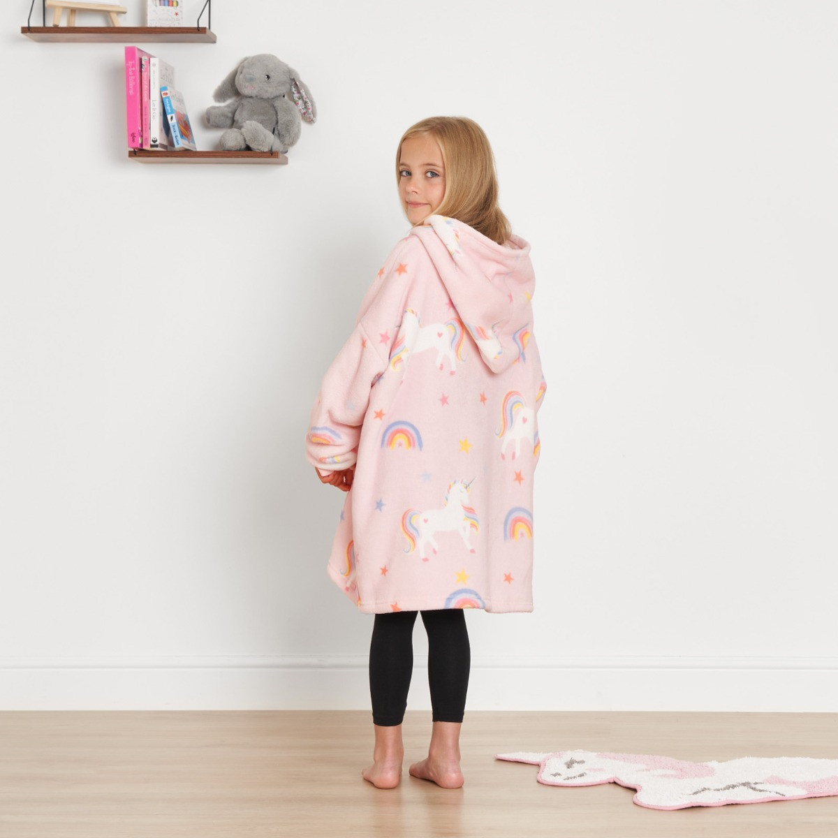 Dreamscene Unicorn Print Hoodie Blanket, Kids - Blush>