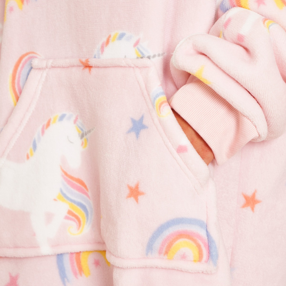 Dreamscene Unicorn Print Hoodie Blanket, Kids - Blush>