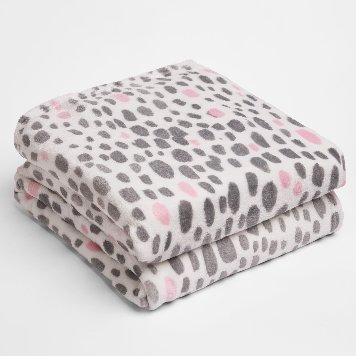 Dreamscene Dalmatian Spots Print Supersoft Throw - Blush>
