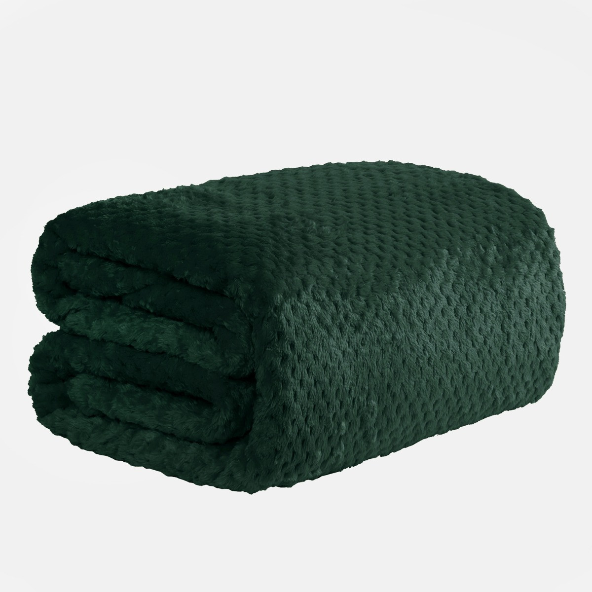 OHS Waffle Mink Throw, Forest Green - 200 x 240cm>