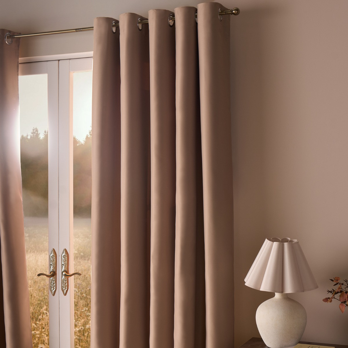 OHS Eyelet Blackout Curtains - Beige>