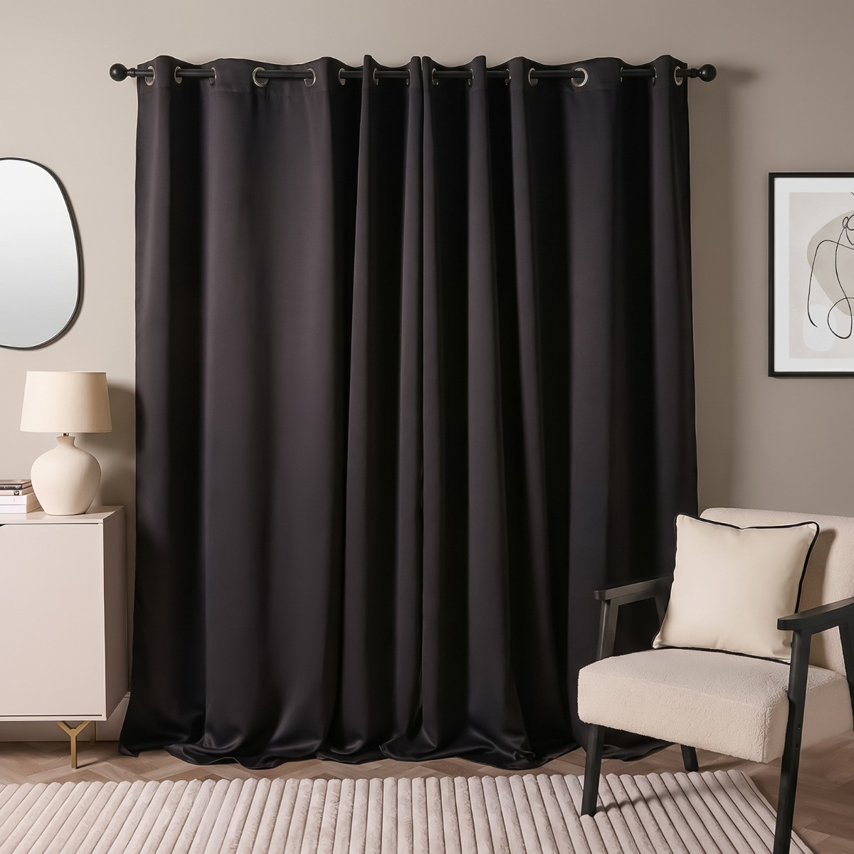 OHS Eyelet Blackout Curtains - Black, 46" X 72">