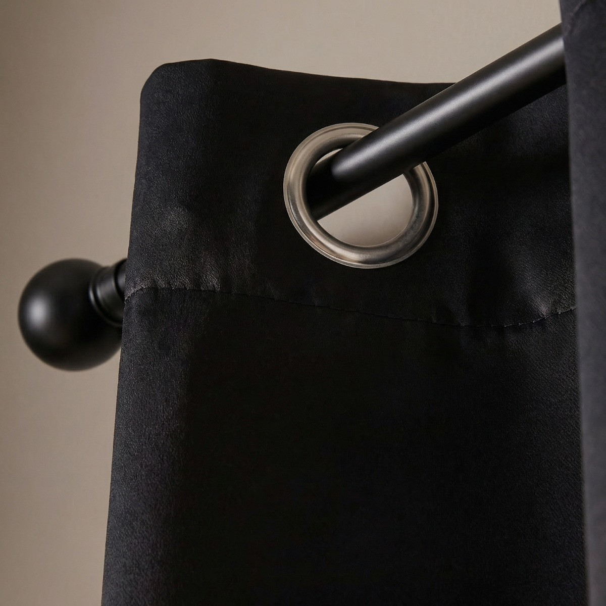 OHS Eyelet Blackout Curtains - Black>