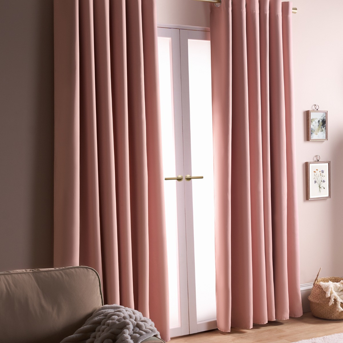 OHS Eyelet Blackout Curtains - Blush Pink, 66" x 72">