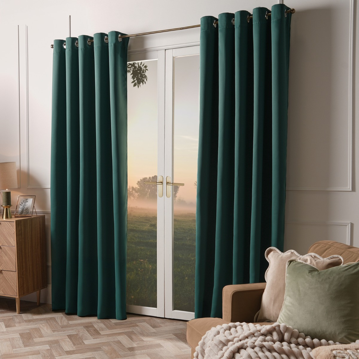 OHS Eyelet Blackout Curtains - Forest Green>