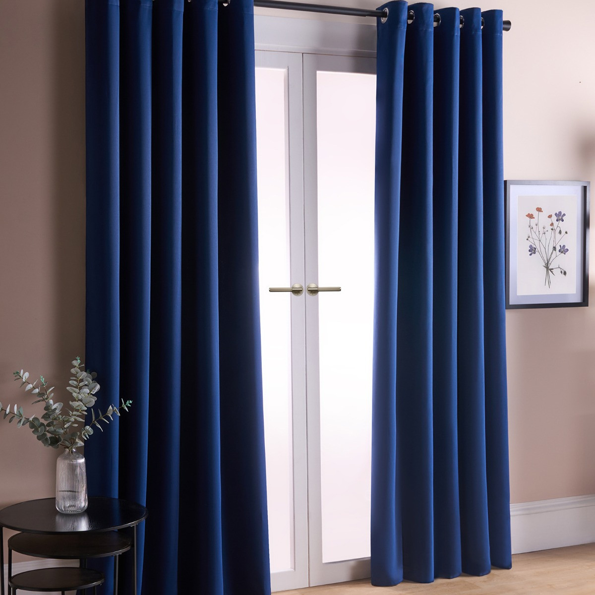 OHS Eyelet Blackout Curtains, Navy - 168 x 228cm (66" x 90")>