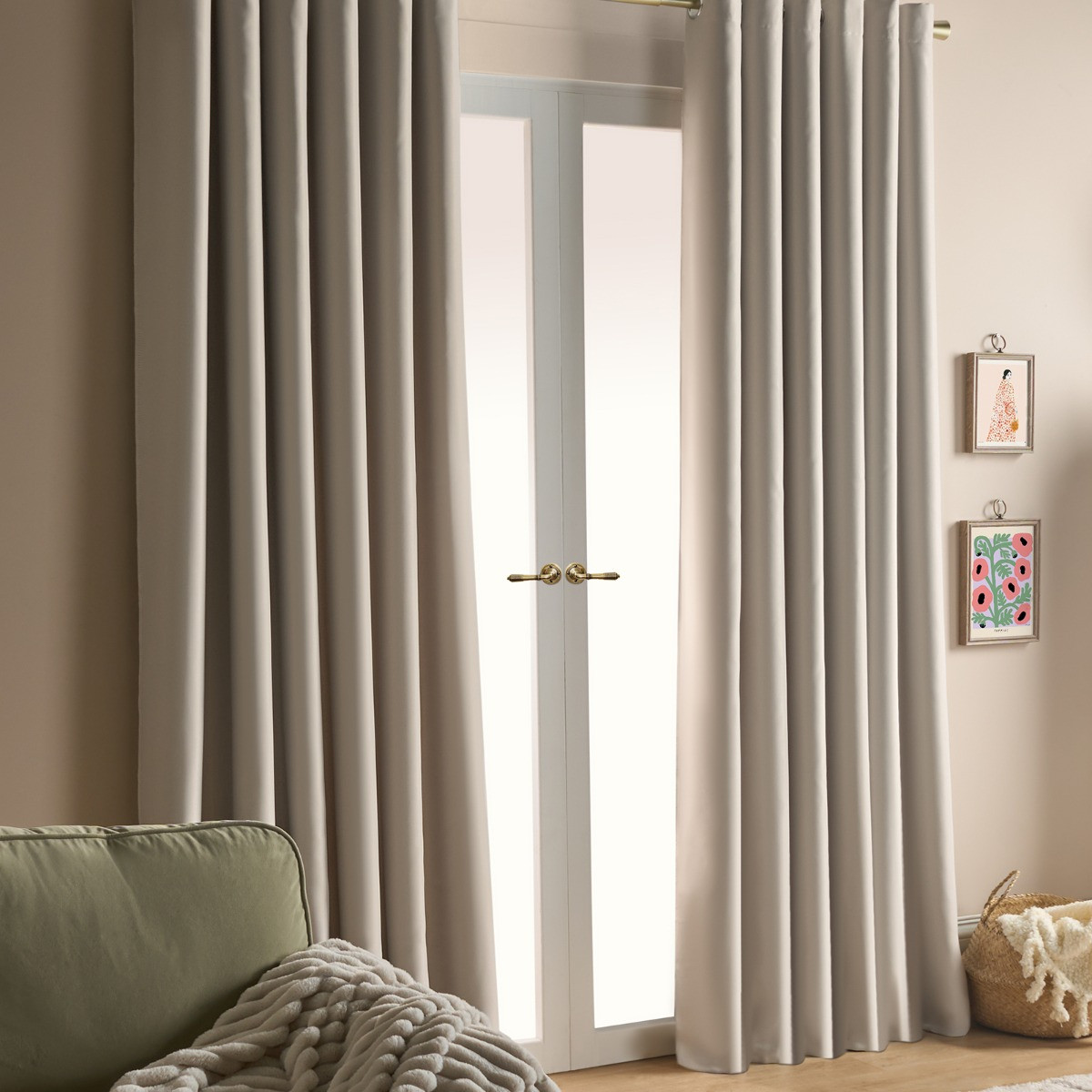 OHS Eyelet Blackout Curtains, Stone - 66 x 54">
