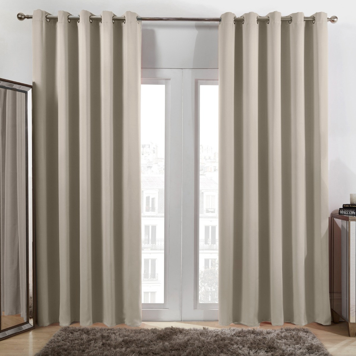 OHS Eyelet Blackout Curtains, Stone - 66 x 90"