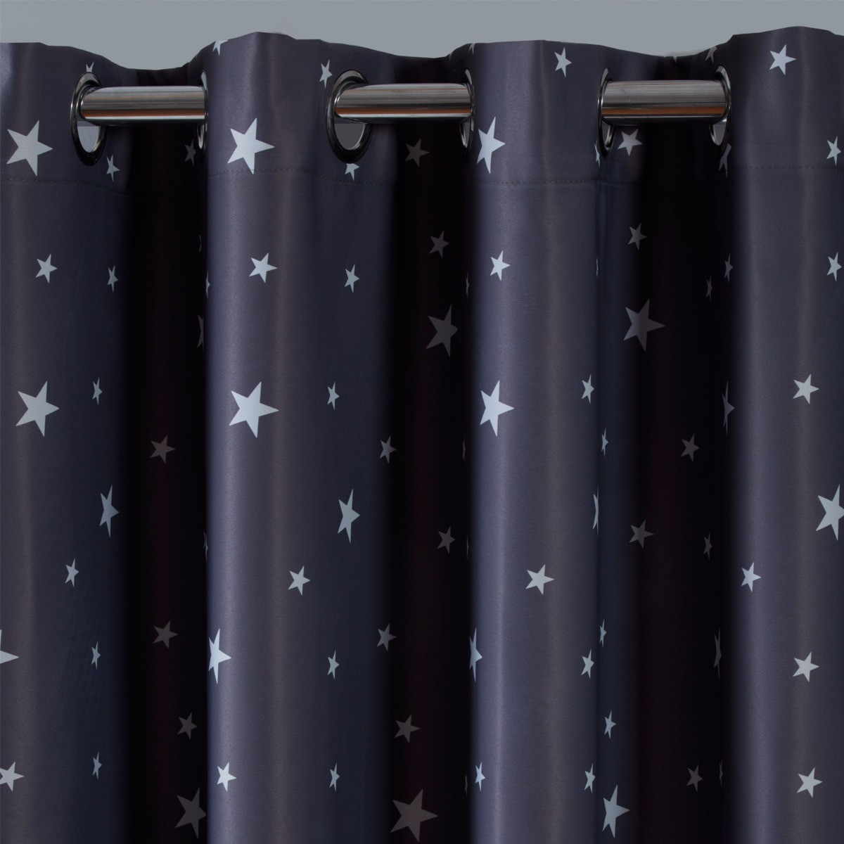 Dreamscene Stars Blackout Eyelet Curtains - Charcoal Grey>