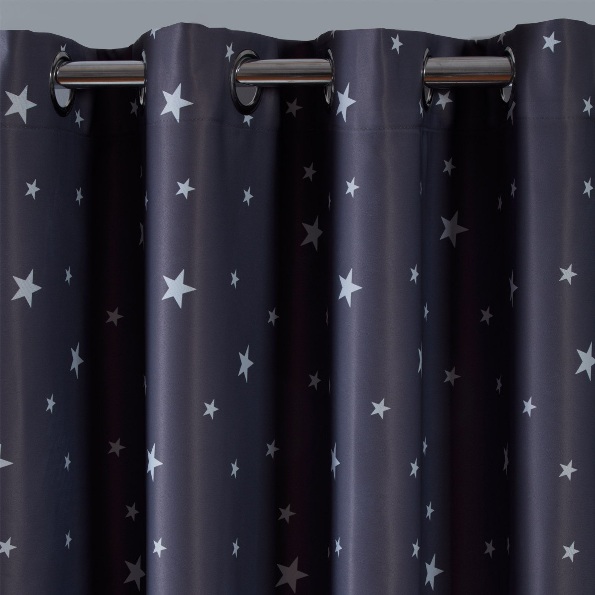 OHS Stars Blackout Eyelet Curtains - Charcoal Grey>