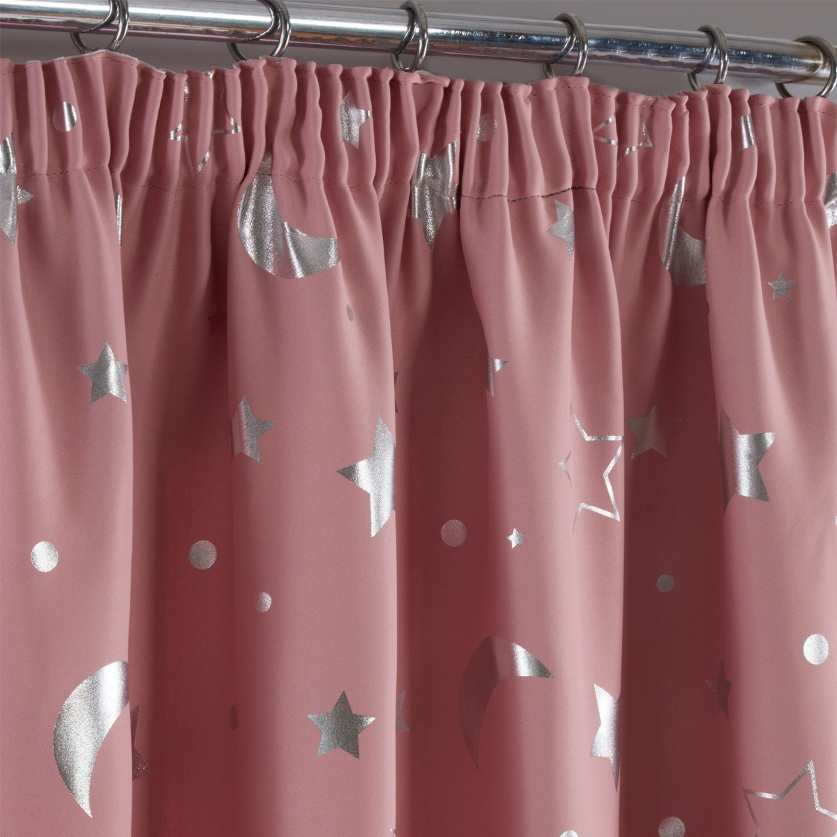 OHS Galaxy Star Blackout Pencil Pleat Curtains - Blush Pink>