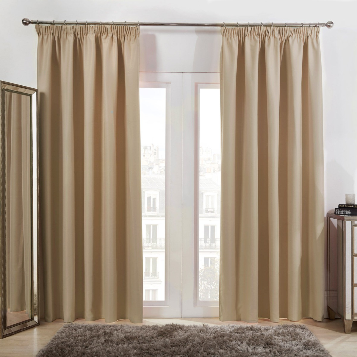 OHS Pencil Pleat Blackout Curtains - Sand>